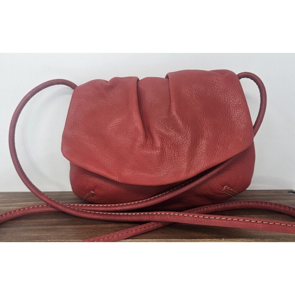 Fossil Red Leather Pleated Crossbody Shoulder Bag Mini Small Side Bag